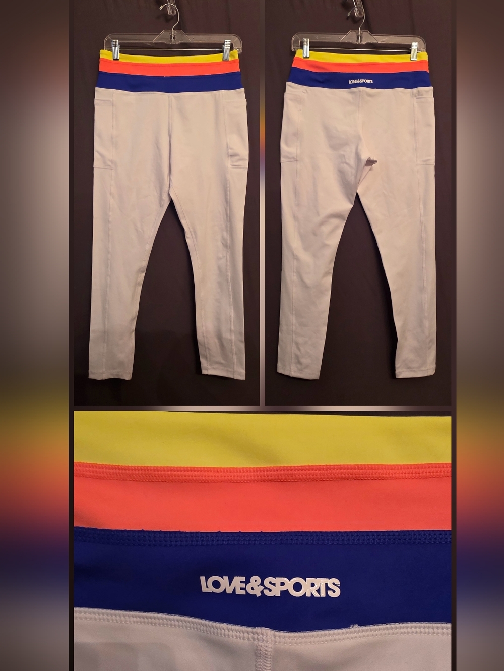 Love & Sports White Capris With Color-Block Waistband